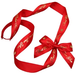 Bán Buôn Đen Ribbon <span class=keywords><strong>Bow</strong></span> Với Vòng Đàn Hồi Cảm Ơn Bạn Ribbon Cho Món Quà Gói Satin Ribbon Biểu Tượng Tùy Chỉnh In - Product Image 3