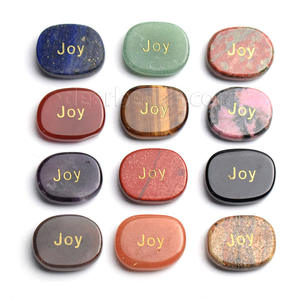 Pierres de mots inspirantes gravées, cristaux de guérison ovales Ueven, pierres de poche de bonheur pour mots positifs - Product Image 1