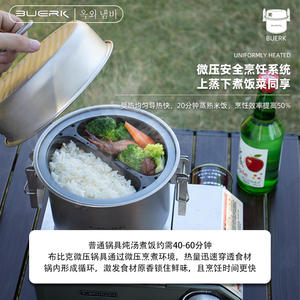 ชุดเครื่องครัวสแตนเลสไทเทเนียม Buerk Outdoor ขนาด 3-4 ลิตร ดีไซน์แบบซ้อนเก็บได้ พกพาสะดวกสำหรับตั้งแคมป์ พร้อมกระเป๋าเก็บ - Product Image 4