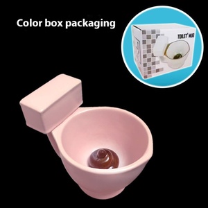 Cuenco de inodoro en forma de caca de cerámica de moda peculiar, tazas de agua de forma extraña práctica creativa de broma, broma perfecta para cualquier ocasión - Product Image 5