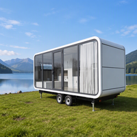 Maisonnette de luxe en forme de pomme avec remorque, mini-maison mobile, capsule en forme de pomme avec cuisine, salle de bain, chambres, maisons conteneurs