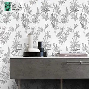 Personalizado floral preto casca e vara vinil wallpaper impressão digital wallpaper