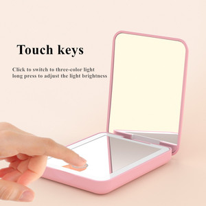 <b>LED</b> Cosmetic <b>Mirror</b> Three-color Light Portable Magnetic Switch Handheld <b>Makeup</b> <b>Mirror</b> - Product Image 5