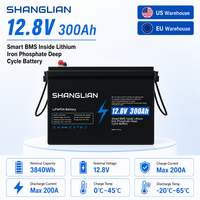 Batterie LiFePO4 12V 300Ah, pack de batteries 12.8V 3840Wh, 6000 cycles, batterie lithium à décharge profonde pour applications marines, camping-cars, moteurs de pêche à la traîne, et alimentation de secours solaire