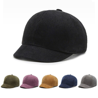 Vente en gros de casquettes de baseball 6 panneaux à bord court non structuré casquettes de baseball chapeaux vierges ajustés chapeau en velours côtelé