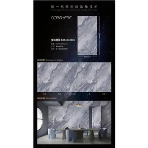 Foshan-losa de porcelana de piedra sinterizada azul, vidrio esmaltado, Bulgari, 3200 1600x6mm, diseño de pared de fondo de mármol de ónix Natural