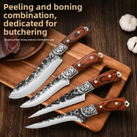 Couteau de cuisine en acier inoxydable forgé spécialisé coupe viande tranchante couteau de rasage manche en bois pour l'abattage des porcs vaches moutons