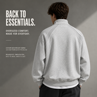 Nouveau sweat-shirt décontracté surdimensionné à demi-zip pour homme, col montant, personnalisable avec logo, style streetwear, collection automne-hiver