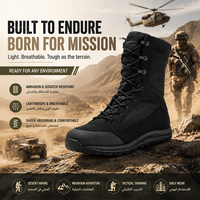 Bottes tactiques antidérapantes en nylon et cuir noir personnalisées pour homme, vente en gros d'usine recommandée