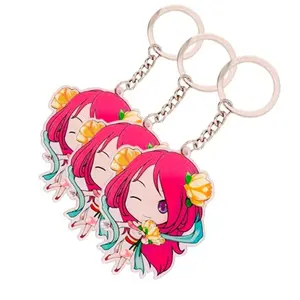 Trendy Strip Silicone Characters Acrylic Keychain Raw Material designer inspired Custom Picture