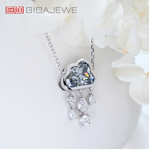 Gigajewe 3ct ทั้งหมด9K/14K/18K สร้อยคอทองคำขาวสีขาว9.5*7มมเมฆตัด Moissanite เมฆฝนธรรมชาติ - Product Image 3
