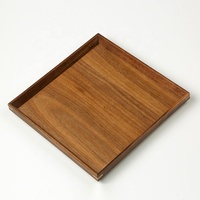 Plateau de service de luxe en bois de noyer noir, forme carrée rustique, de haute qualité, empilable en bois, plateau pour les collations thé au café, 1 pièce,