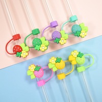 Décorations de paille en forme de fleur de dessin animé mignonnes, vente en gros, bricolage, 10 mm, universel, anti-poussière, couvre-paille supérieur en forme de fraise, accessoires