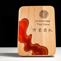 Trofeo Ecológico de Madera de Haya con Proceso de Epoxi, Placa de Madera, Escudo de Premio con Base, Logotipo Grabado Personalizado para Celebración Empresarial