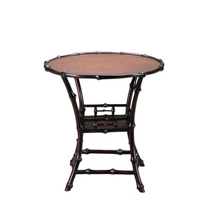 Chinese Style <b>Bamboo</b> Coffee <b>Table</b> Small Round With Waist Antique Bronze Color Household Tea <b>Table</b> Ming Style Design - Product Image 5