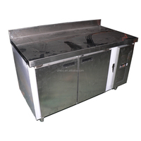 Table de préparation en acier inoxydable à 2 portes solides, équipement de restauration, fournitures hôtelières, comptoir à pizza, capacité 400L, numérique