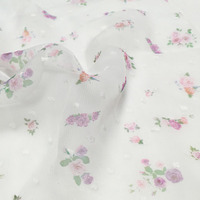 Tissu en mousseline imprimé floral pour filles et garçons, robe légère 100 % polyester pour femmes, tissu à bretelles pour le printemps et l'été