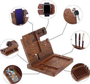Station d'accueil pour téléphone en bois support de portefeuille organisateur de montre pour bureau/cadeaux insolites pour hommes Station d'accueil pour téléphone - Product Image 6
