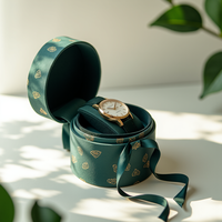Emballage de montre de luxe personnalisable de qualité supérieure, velours planté, boîte cylindrique en papier écologique, emballage en tube de papier papier kraft