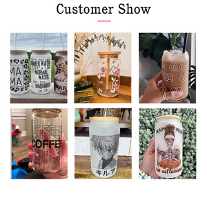 Kho Hàng Hoa Kỳ 16Oz Thủy Tinh Thăng Hoa Đổi Màu Lạnh Mờ Có Nắp Đậy Bằng Tre Để In Thăng Hoa - Product Image 2