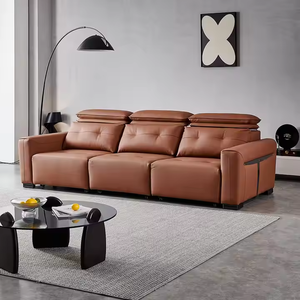 Sofá Cama Moderno Inteligente de 3 Plazas con Control Remoto Automático, Color Marrón, para Sala de Estar, Cómodo y Relajante, de Cuero de Alta Calidad, IDS-98 W - Product Image 4
