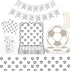 DAMAI - Vajilla Desechable para Fiestas Deportivas, Platos y Servilletas con Diseño de Balón de Fútbol, Decoración para Fiestas de Cumpleaños - Product Image 4