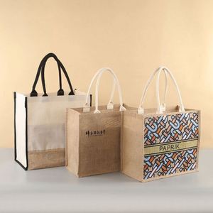 China Manufacturer Fashion Jute Bag Custom logo Printed Jute Bag Tote High Quality Jute Shopping Bag - Product Image 5