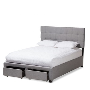Grigio tessuto di colore Hight <span class=keywords><strong>testata</strong></span> con due drawes pulsante in tessuto di stoccaggio <span class=keywords><strong>letto</strong></span> imbottito - Product Image 1