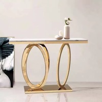 Table de porche moderne en marbre avec base en acier inoxydable pour salon ou entrée de couloir