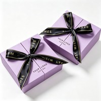Boîte cadeau personnalisée à double porte avec ruban noir pour parfum, rouge à lèvres, cadeaux d'anniversaire et produits haut de gamme