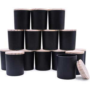 Pot en verre de luxe pour la fabrication de bougies, avec couvercle métallique plat scellé, rond, transparent, givré, ambre, noir, rouge - Product Image 1