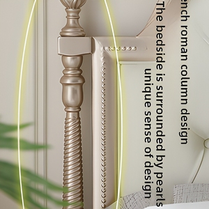 Letto Matrimoniale in Legno Massello Intagliato Stile Francese 1800mm, Camera da Letto Principale Moderna Semplice di Alta Gamma, Comodino Nuziale Cinese - Product Image 4