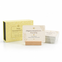 Cartes d'affirmation quotidiennes élégantes personnalisées pour l'encouragement, la pleine conscience et la gratitude, avec support en bois et boîte cadeau magnétique