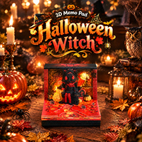Calendrier créatif Halloween Sorcière 2027, notes en papier déchiré à la main, souvenir, bloc-notes de bureau avec boîte cadeau, prix usine