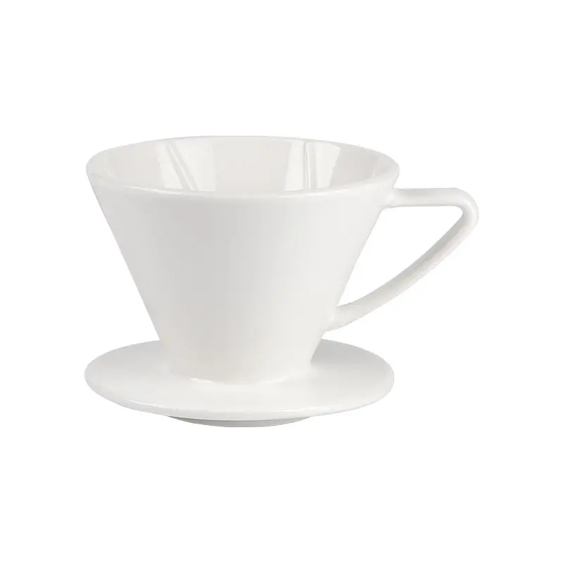 卸売バルクセラミック注ぐ白い磁器ハンドドリッパーコーヒーフィルターカップ