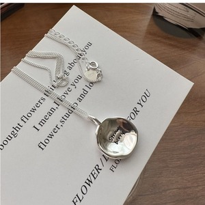 Collar Redondo con Letras de Diseño Coreano en Plata de Ley 925, Cadena para Suéter con Textura Simple y a la Moda Coreana - Product Image 1