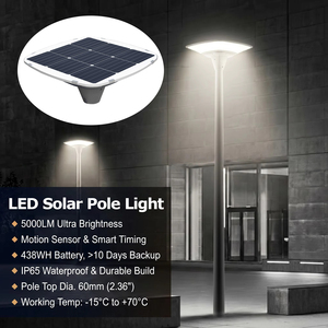 Farola Solar Autolimpiante de 45W 5000LM, Lámpara LED para Exteriores con Poste, IP65, Batería de 438WH, 5-10 °   Panel de Drenaje para Área de Estacionamiento en Carretera - Product Image 5