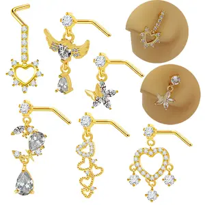 Gaby New Arrive Hot Sale 316L Stainless Steel Fashion Nose Piercing Jewelry Unique Zircon Gold Plated Nose Rings