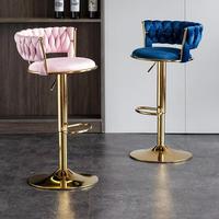 Chaise de bar moderne stable et ajustable pour le salon et l'extérieur Tabouret de bar haut en tissu de velours avec cadre en bois et en métal