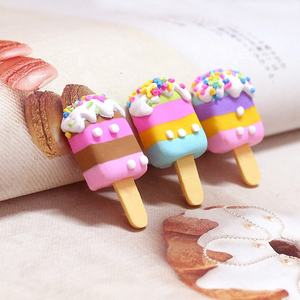 Nouveauté en promotion : Cabochons en résine faits main DIY, en pâte polymère douce, motifs crème glacée arc-en-ciel mélangée, pour créations en résine - Product Image 1