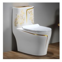 WC monobloc en céramique doré, design de luxe, à poser au sol, pour salle de bain