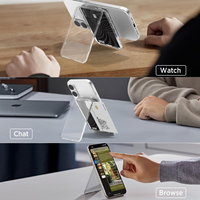 Étui Portefeuille Magnétique Transparent Pliable avec Support Téléphone pour iPhone Séries 17 16 15 14 – Porte-Cartes de Crédit Mince