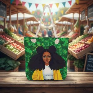 African Girls <b>Canvas</b> <b>Tote</b> Bags Large Capacity <b>Canvas</b> Shopping Bag Outdoor Travel Storage <b>Canvas</b> Handbag - Product Image 3