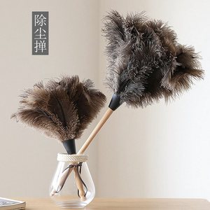 Plumeau à thé portable, outil de dépoussiérage domestique sans perte de plumes, plumeau électrostatique, plumeau en plumes d'autruche. - Product Image 1