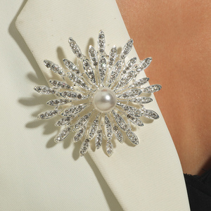 Broches coreanos personalizados para mujer, accesorios con diamantes de imitación de copo de nieve, broche de perlas de cristal, Broches de flores - Product Image 5