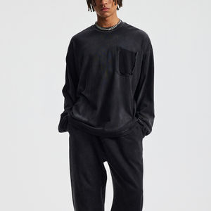 Camiseta de Cuello Redondo Holgada de Algodón 100% Pesado, Estilo Urbano, con Hombros Caídos, para Hombre, Venta al Por Mayor - Product Image 4