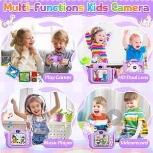 Cartão SD de 64GB, Câmera Infantil <span class=keywords><strong>Mini</strong></span> Cute com Tema de Unicórnio Roxo, Câmera HD 1080P para Presentes de Crianças, Câmera de Brinquedo para Selfies - Product Image 4