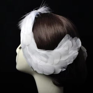 2025 copricapo di cigno bianco per ragazze spettacolo di danza classica copricapo di piume di cigno bianco copricapo di pizzo cigno - Product Image 1