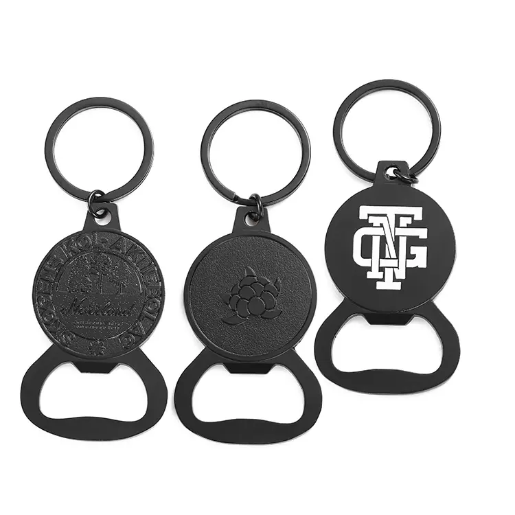 Ouvre-bouteille de bière porte-clés moulage sous pression porte-clés noir ouvre-bouteille Logo personnalisé 3D marque lettre émail ouvre-bouteille porte-clés