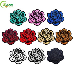 High Precision 2.8IN DIY Craft Glitter Rose Flower Iron-On Patches Multicolor Embroidered Appliques for Clothing Hat Bag - Product Image 1